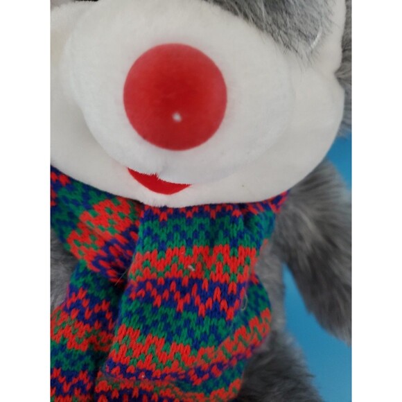 Vintage Holiday Mouse Large Knit Hat & Scarf Christmas Decor 1997 Appx 20" - Picture 7 of 14